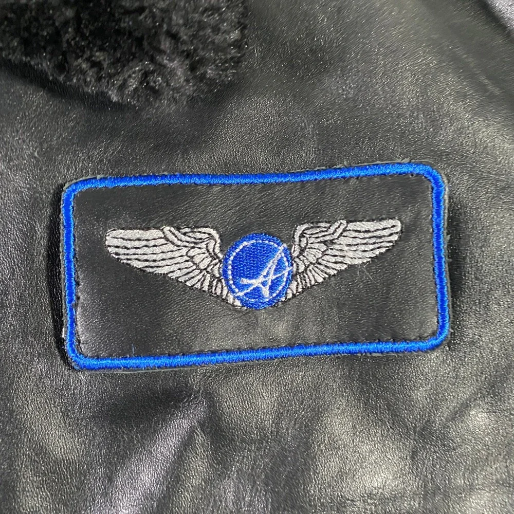 Affluent Apparel Brand Leather Bomber Motorcycle‎ Jacket Faux Fur Collar Mens M